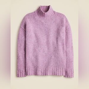 J. Crew Relaxed Turtleneck Sweater In Donegal Wool Blend Berry Purple